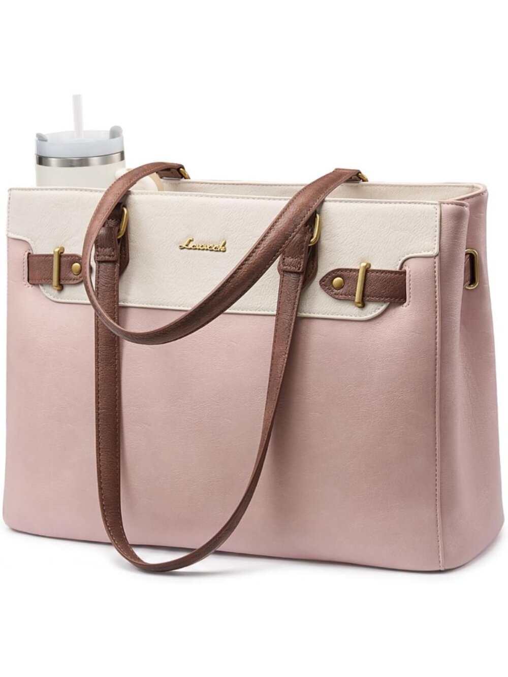 Stylish Waterproof Laptop Tote Bag for Women, Large Cup Holder, Perfect for Work